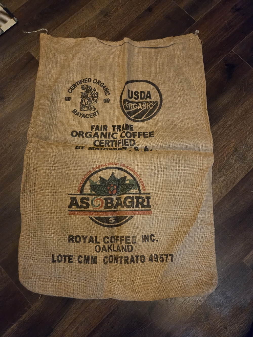 Burlap Coffee Sack Tote in Natural Brown